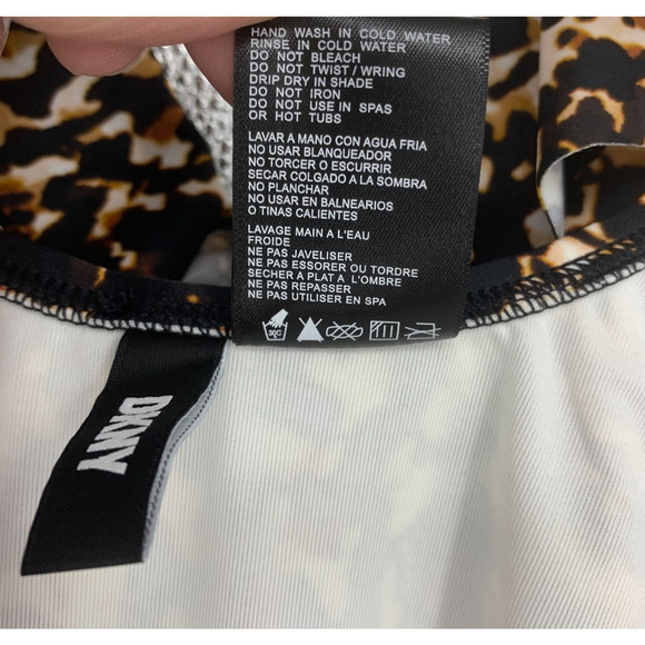 NWT DKNY Sz 12 Leopard Ruffle Plunge One Piece Swim Bathing Suit NEW - Picture 6 of 9